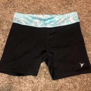 Black shorts with blue waist band
